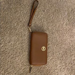 Tan Michael Kors wristlet wallet